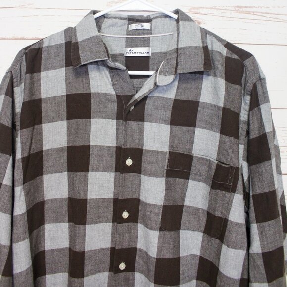 Peter Millar Kent Buffalo Check Button Down Cotton Long Sleeve Shirt Large - Picture 6 of 11